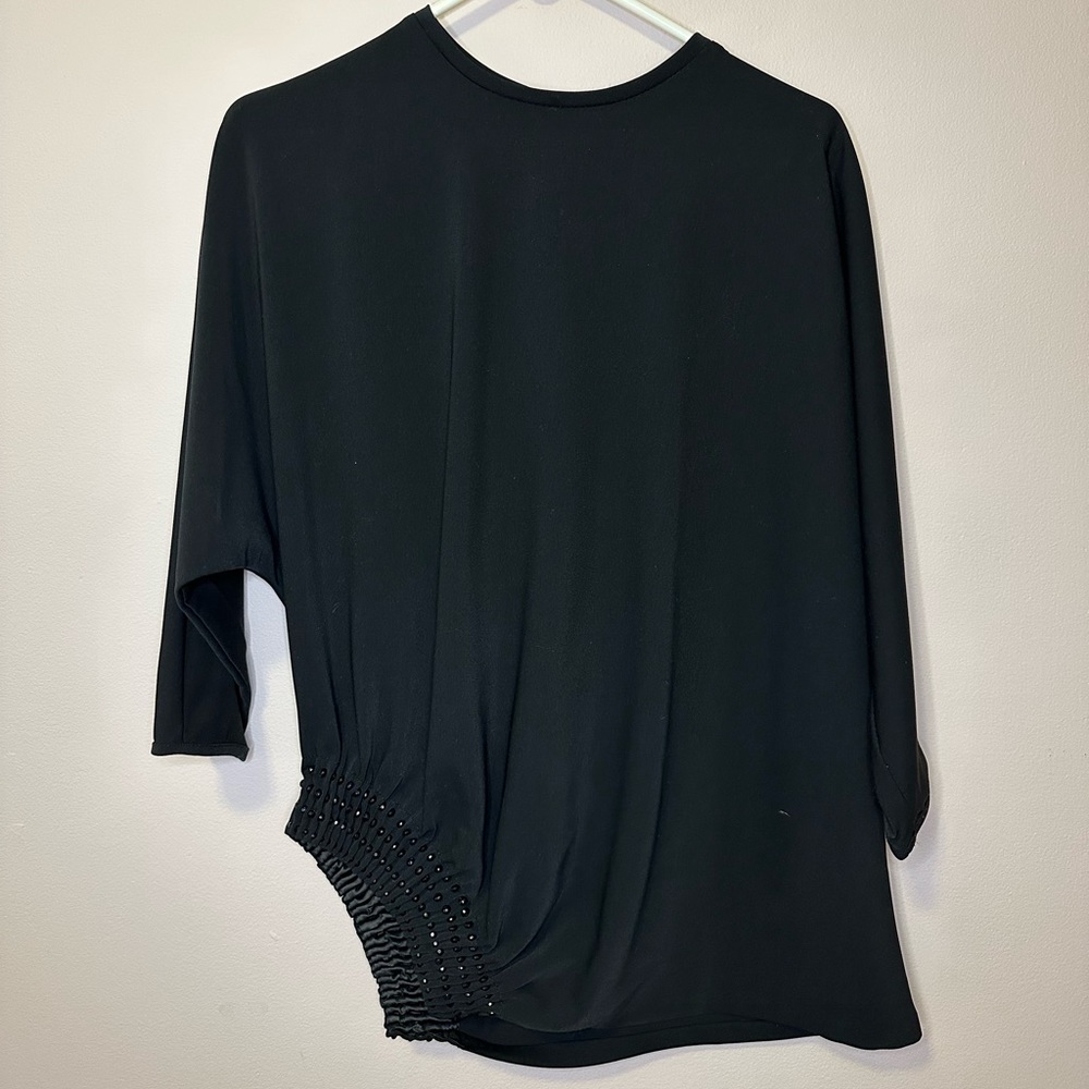 Black 100% Polyester Top with Jewels and Back Zipper